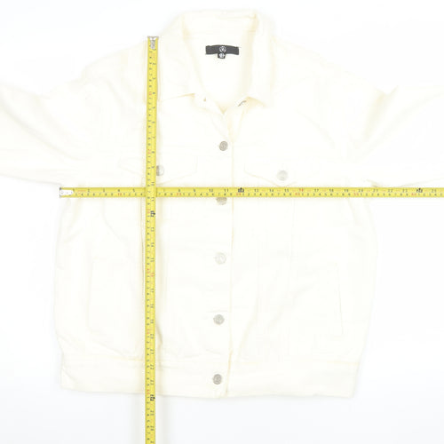 Motel Women’s Ivory Denim Button-Up Jacket Size 8 Casual Classic