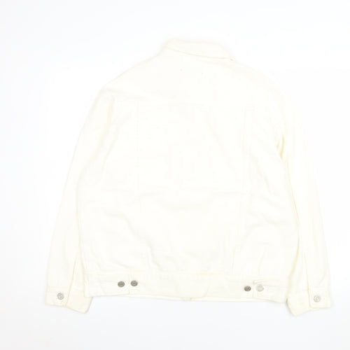 Motel Women’s Ivory Denim Button-Up Jacket Size 8 Casual Classic