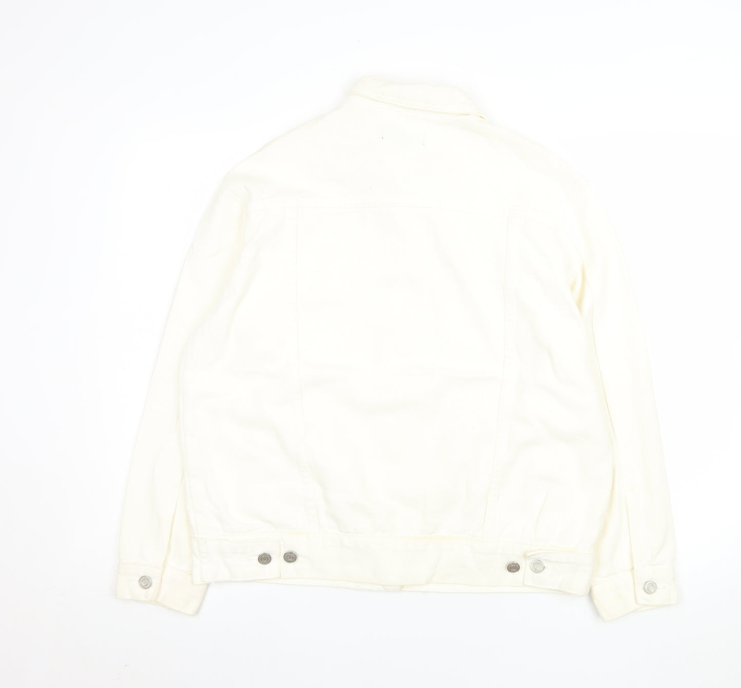 Motel Women’s Ivory Denim Button-Up Jacket Size 8 Casual Classic