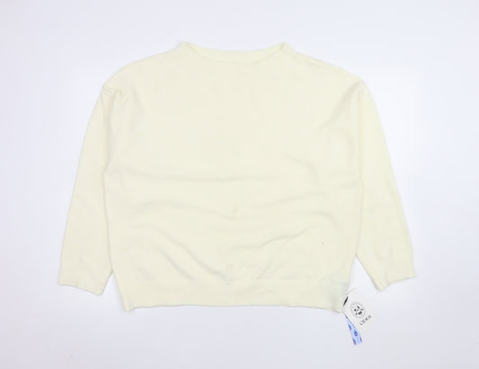 Cider Women Ivory L Crew Neck Knit Pullover Jumper