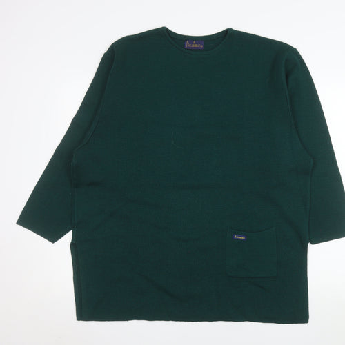 Le Minor Women Green Wool Acrylic Crew Neck Pullover Jumper Size 20