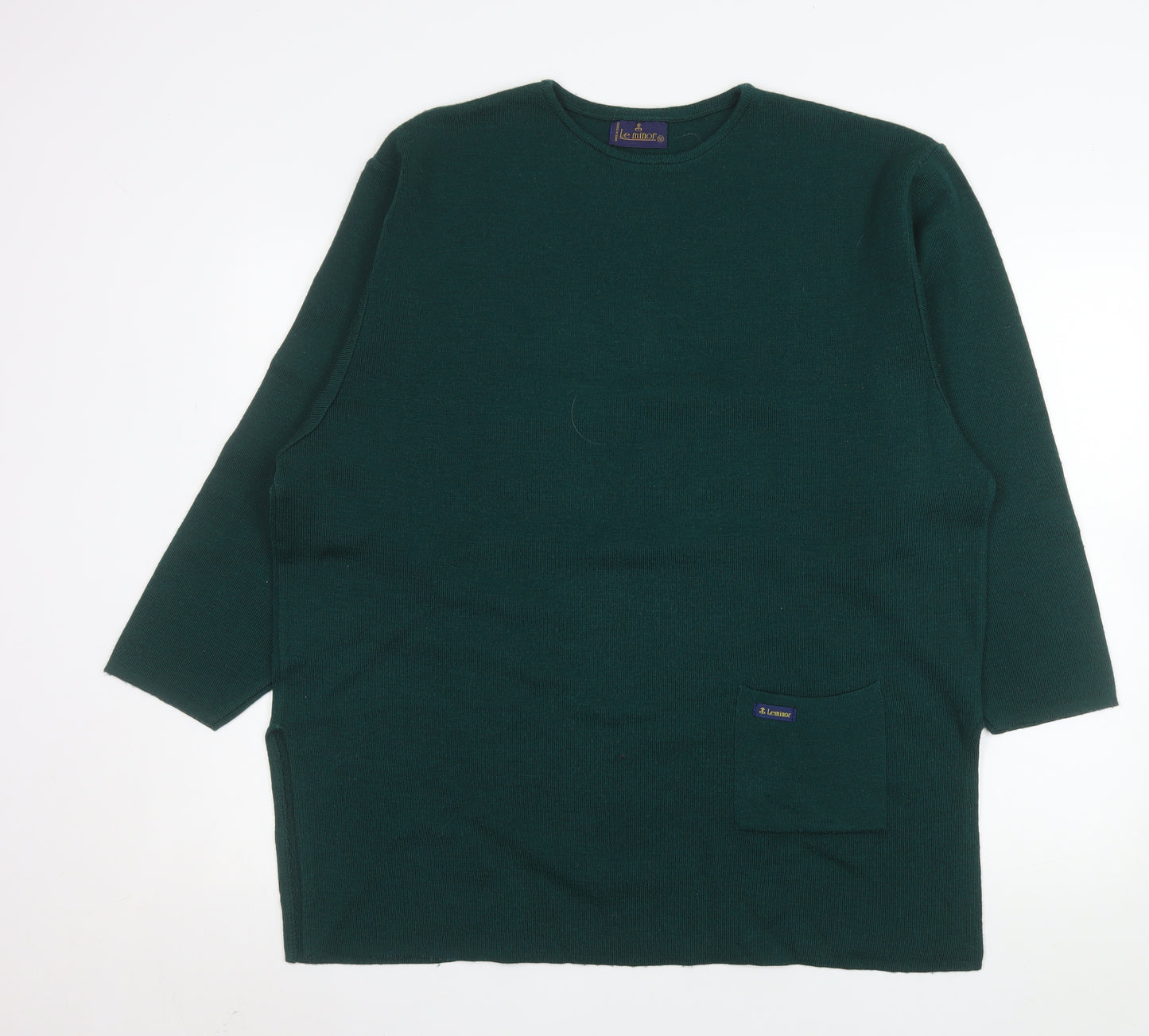 Le Minor Women Green Wool Acrylic Crew Neck Pullover Jumper Size 20