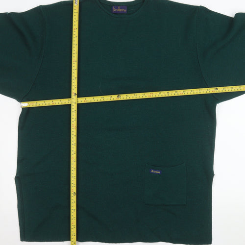 Le Minor Women Green Wool Acrylic Crew Neck Pullover Jumper Size 20