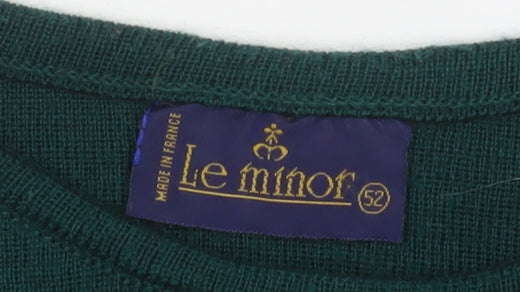 Le Minor Women Green Wool Acrylic Crew Neck Pullover Jumper Size 20