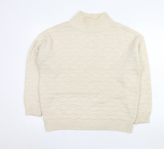 Next Men’s Beige Mock Neck Textured Knit Jumper Size M