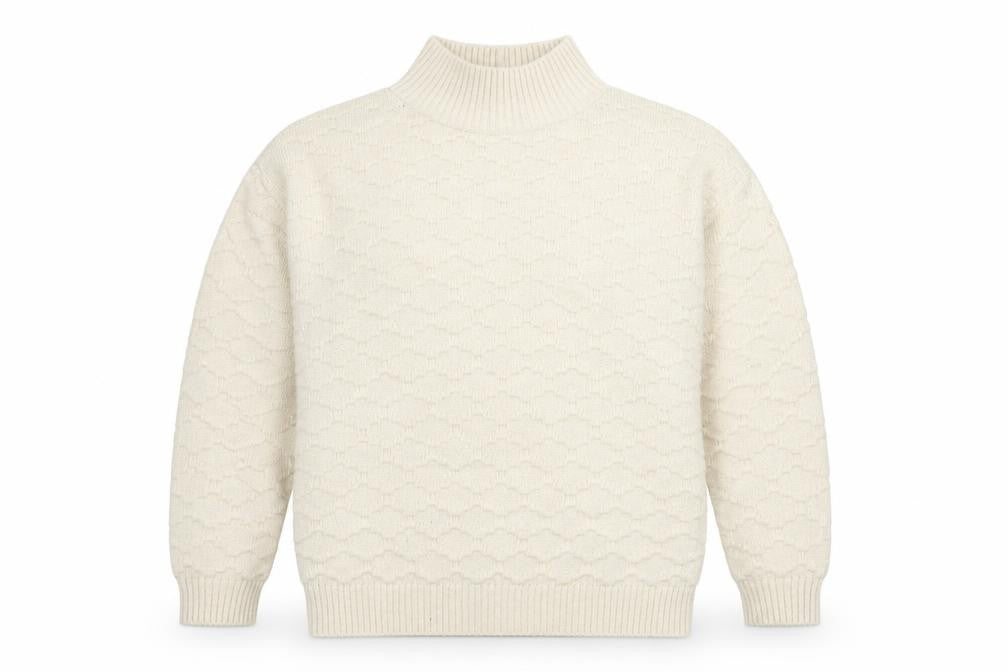 Front view of Next Men’s Beige Mock Neck Textured Knit Jumper, size M