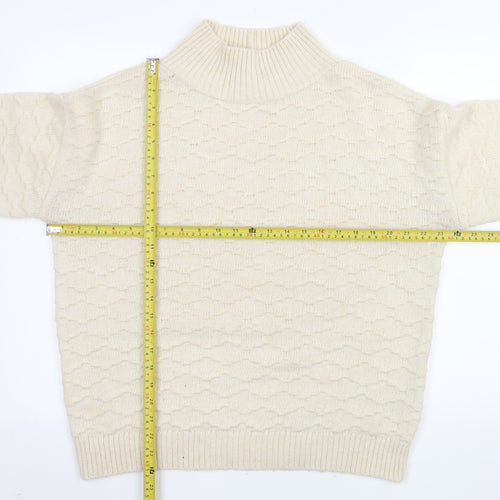 Next Men’s Beige Mock Neck Textured Knit Jumper Size M