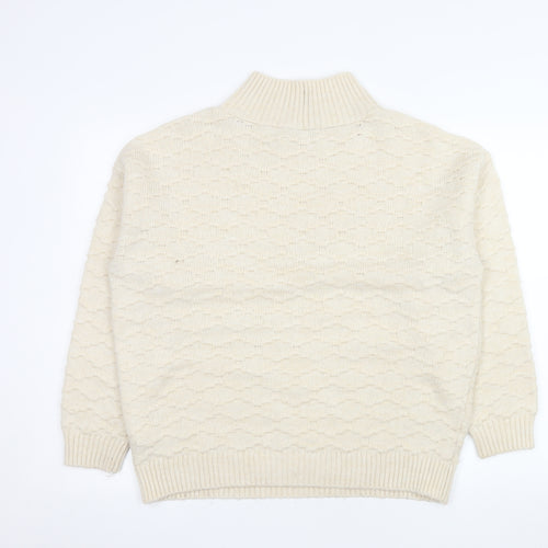 Next Men’s Beige Mock Neck Textured Knit Jumper Size M