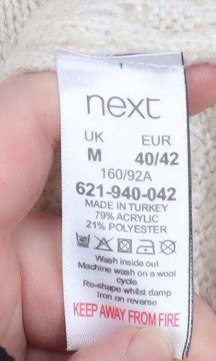 Next Men’s Beige Mock Neck Textured Knit Jumper Size M