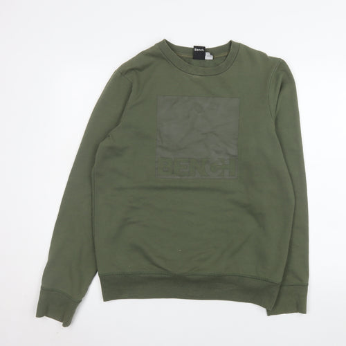 Bench Men's Green Pullover Crew Neck Logo Sweatshirt Size M