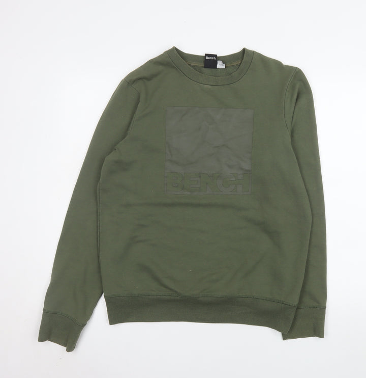 Bench Men's Green Pullover Crew Neck Logo Sweatshirt Size M