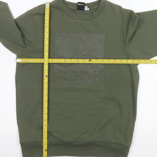 Bench Men's Green Pullover Crew Neck Logo Sweatshirt Size M