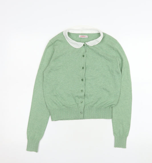 Cath Kidston Women Green XS Collared Cotton Button-Up Cardigan