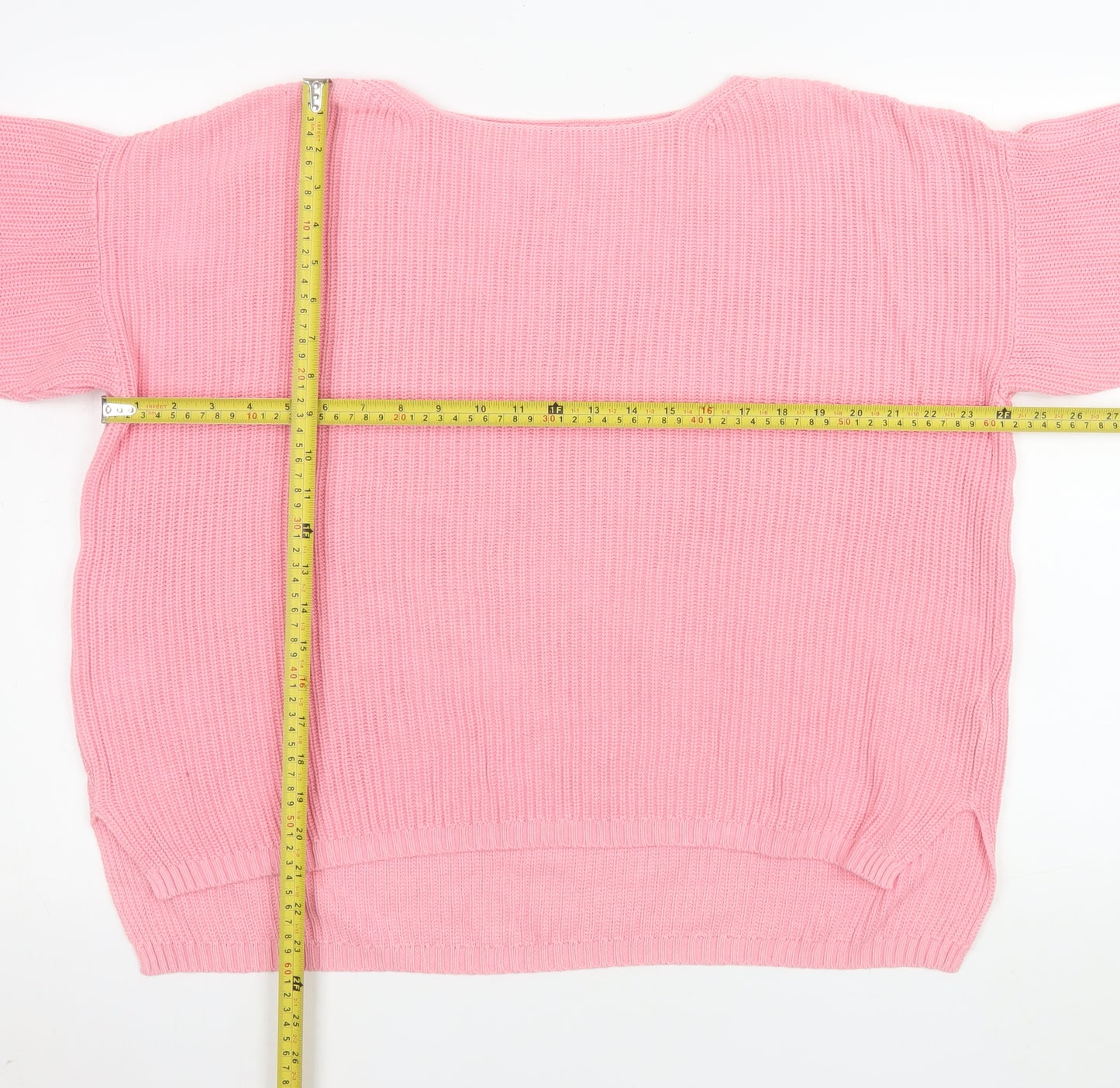 Marks and Spencer Womens Pink Cotton Crew Neck Pullover Jumper L