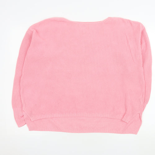 Marks and Spencer Womens Pink Cotton Crew Neck Pullover Jumper L