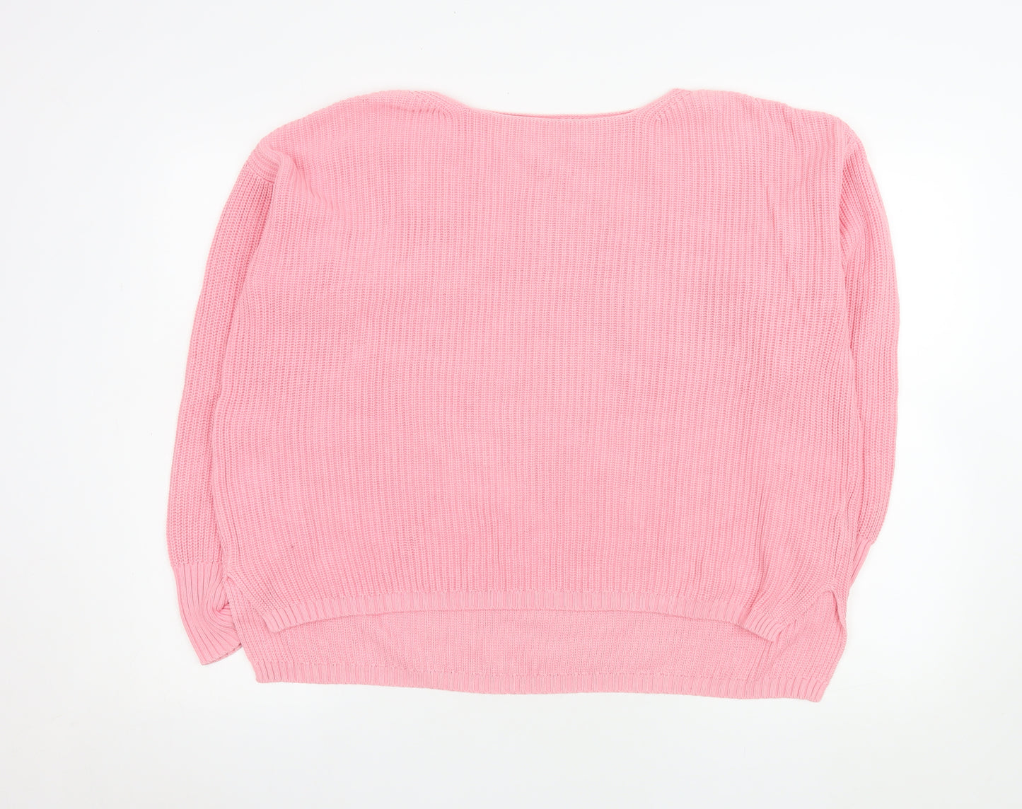 Marks and Spencer Womens Pink Cotton Crew Neck Pullover Jumper L
