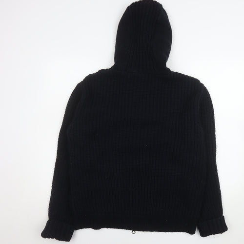 Replay Men’s Black Knit Hooded Lined Full Zip Winter Jacket Size L