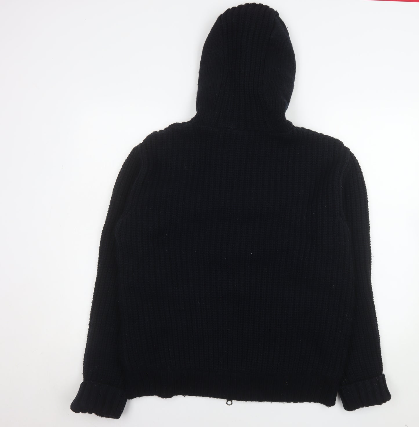 Replay Men’s Black Knit Hooded Lined Full Zip Winter Jacket Size L