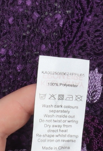 BM Collection Women Purple Embroidered Pullover Jumper XL Polyester