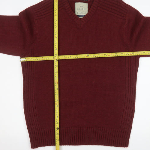 Fabric 8 Men's Red Acrylic V-Neck Pullover Jumper Size L