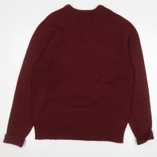 Fabric 8 Men's Red Acrylic V-Neck Pullover Jumper Size L