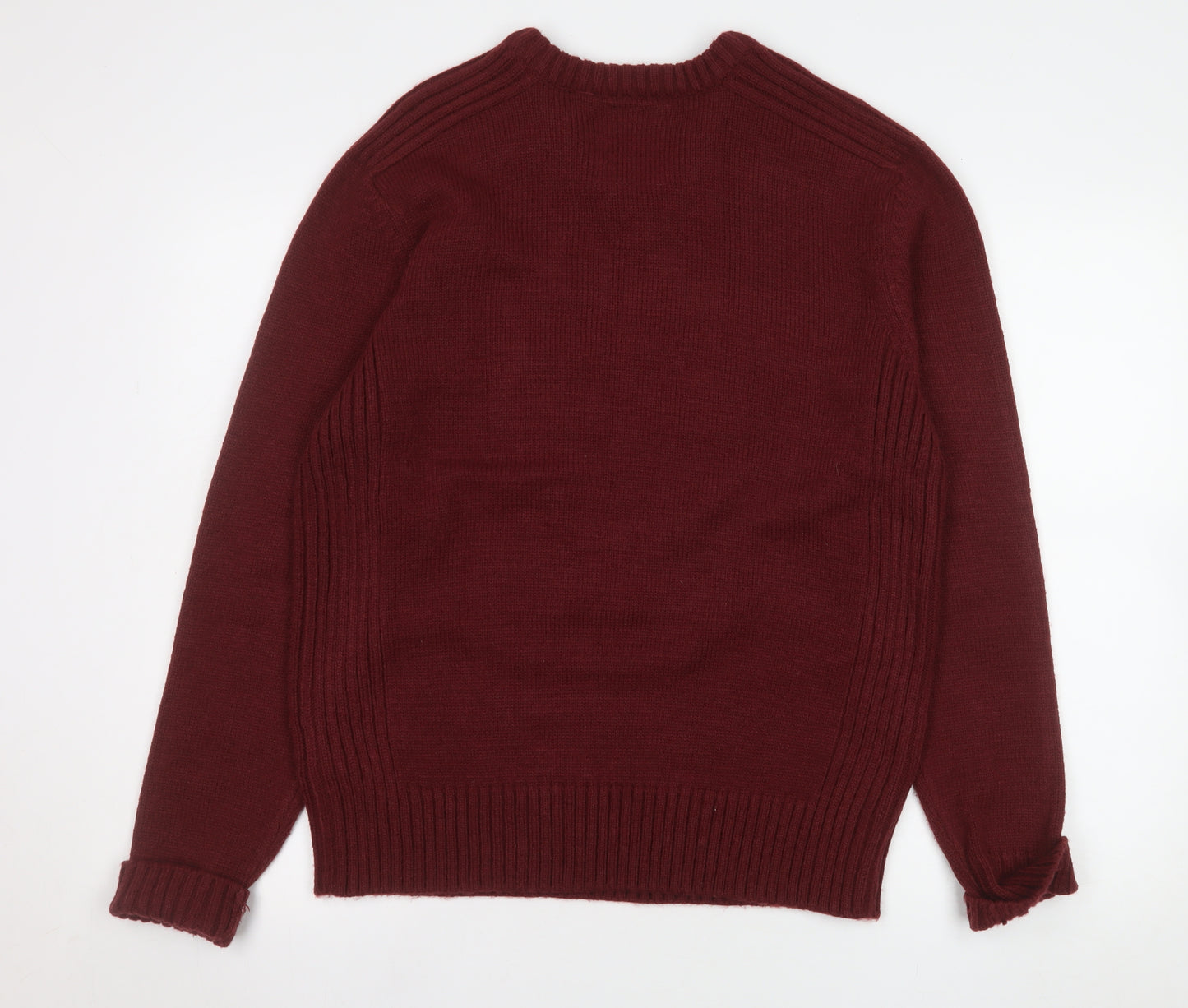 Fabric 8 Men's Red Acrylic V-Neck Pullover Jumper Size L