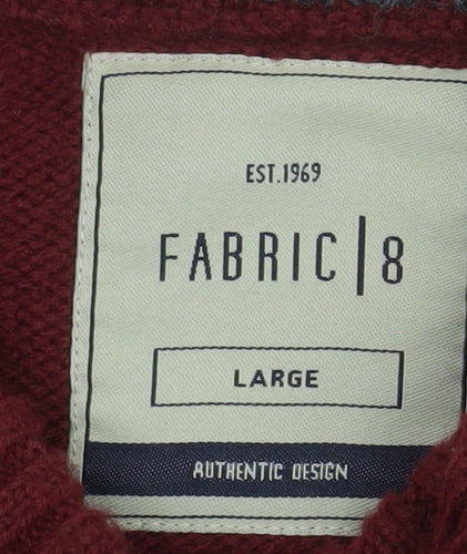 Fabric 8 Men's Red Acrylic V-Neck Pullover Jumper Size L