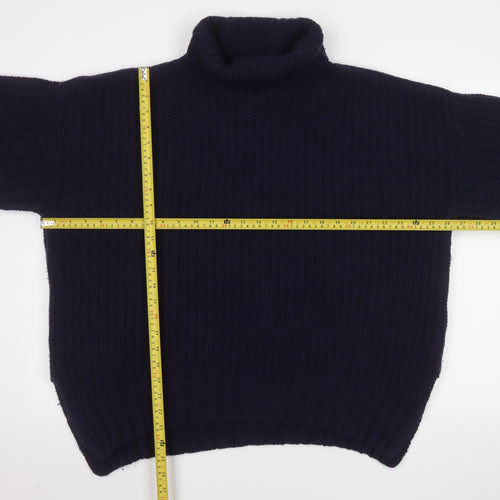 Jigsaw Women's Blue Lambswool Roll Neck Chunky Knit Jumper Size M