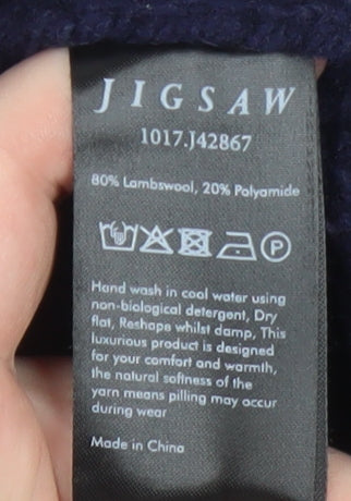 Jigsaw Women's Blue Lambswool Roll Neck Chunky Knit Jumper Size M