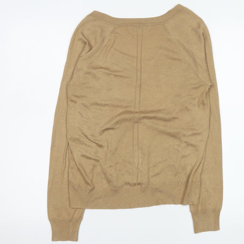 Next Women's Beige V-Neck Long Sleeve Knit Blouse Size 8