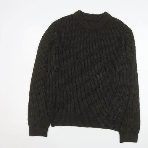 River Island Men's Green Waffle-Knit Acrylic Jumper Size S