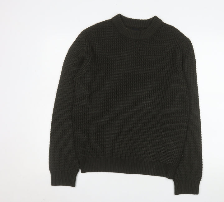 River Island Men's Green Waffle-Knit Acrylic Jumper Size S