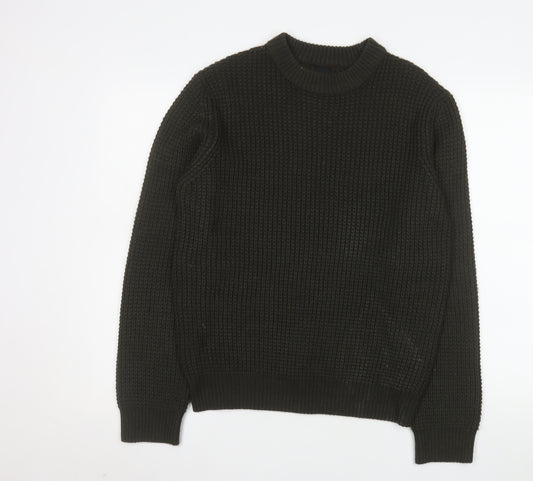 River Island Men's Green Waffle-Knit Acrylic Jumper Size S