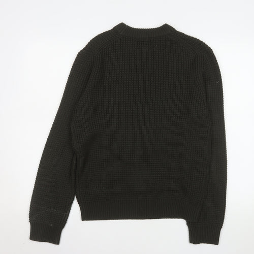 River Island Men's Green Waffle-Knit Acrylic Jumper Size S