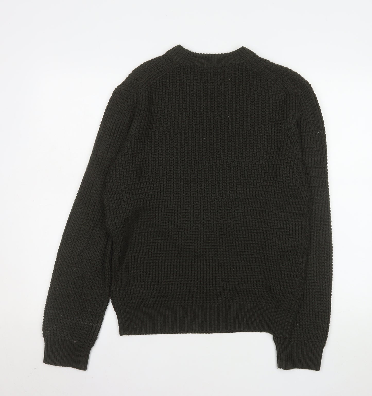 River Island Men's Green Waffle-Knit Acrylic Jumper Size S
