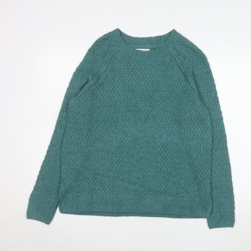 FatFace Women’s Green Waffle-Knit Crew Neck Pullover Jumper Size 14