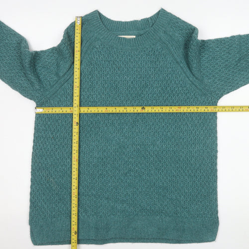 FatFace Women’s Green Waffle-Knit Crew Neck Pullover Jumper Size 14