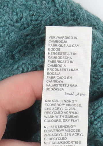 FatFace Women’s Green Waffle-Knit Crew Neck Pullover Jumper Size 14