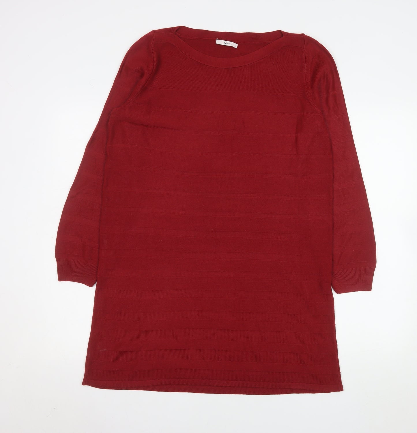 Tu Women Red Acrylic Long Sleeve Jumper Dress Size 12