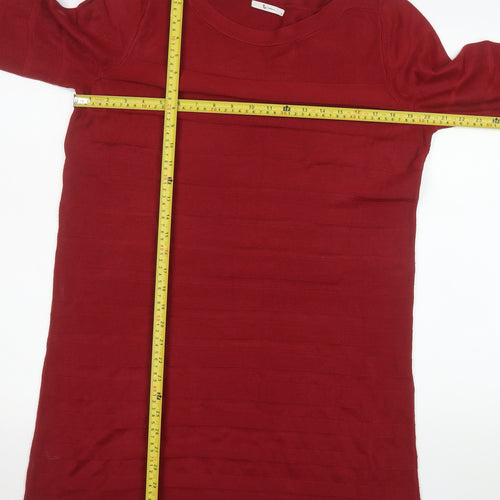 Tu Women Red Acrylic Long Sleeve Jumper Dress Size 12
