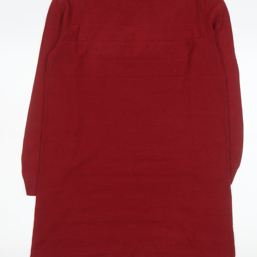 Tu Women Red Acrylic Long Sleeve Jumper Dress Size 12