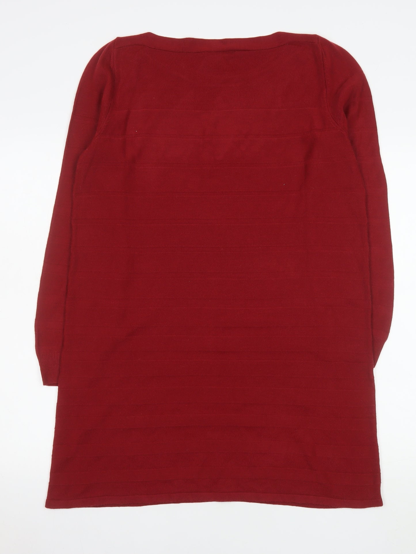 Tu Women Red Acrylic Long Sleeve Jumper Dress Size 12