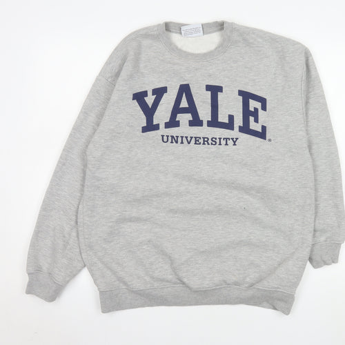 Yale Men's Grey Small Crew Neck Pullover Sweatshirt Logo Fleece