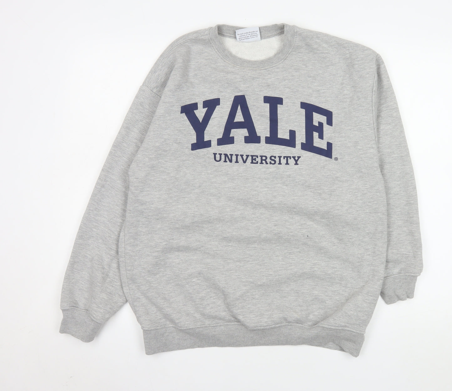 Yale Men's Grey Small Crew Neck Pullover Sweatshirt Logo Fleece