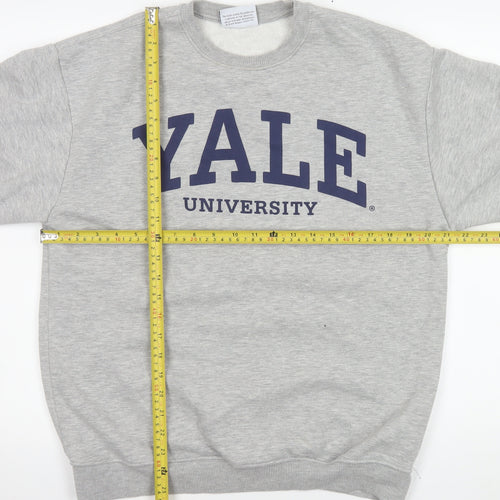Yale Men's Grey Small Crew Neck Pullover Sweatshirt Logo Fleece