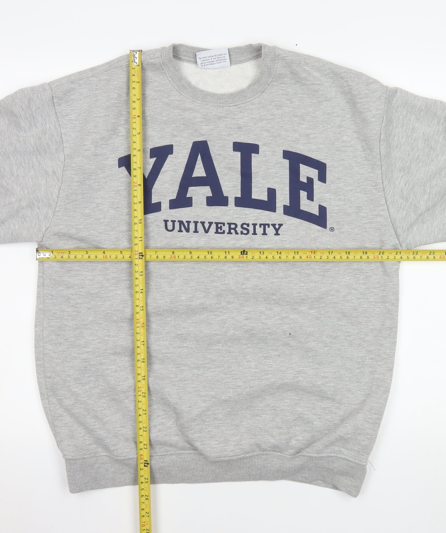 Yale Men's Grey Small Crew Neck Pullover Sweatshirt Logo Fleece
