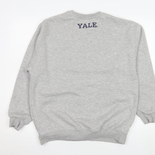 Yale Men's Grey Small Crew Neck Pullover Sweatshirt Logo Fleece