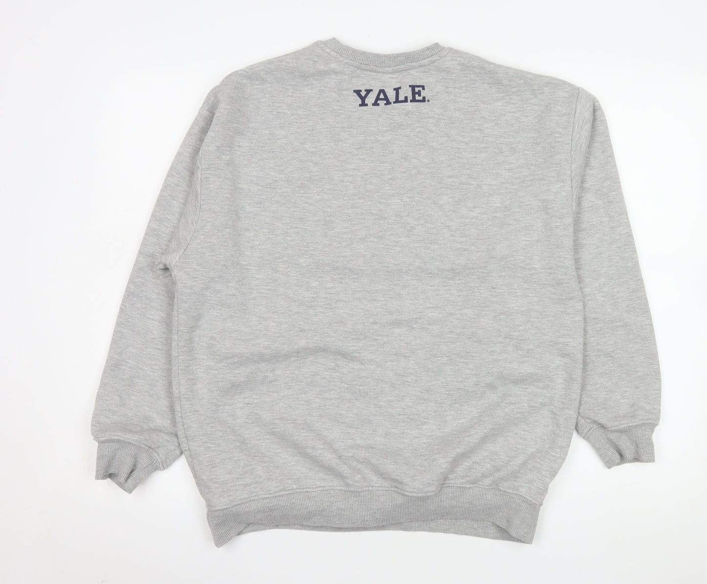 Yale Men's Grey Small Crew Neck Pullover Sweatshirt Logo Fleece
