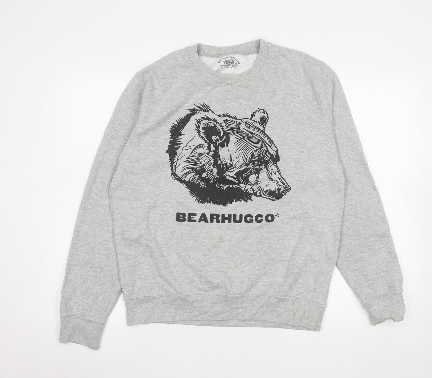 BearhugCo Men Grey Graphic Print Crew Neck Sweatshirt M