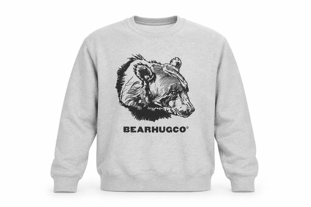Front view of BearhugCo Men Grey Graphic Print Crew Neck Sweatshirt M